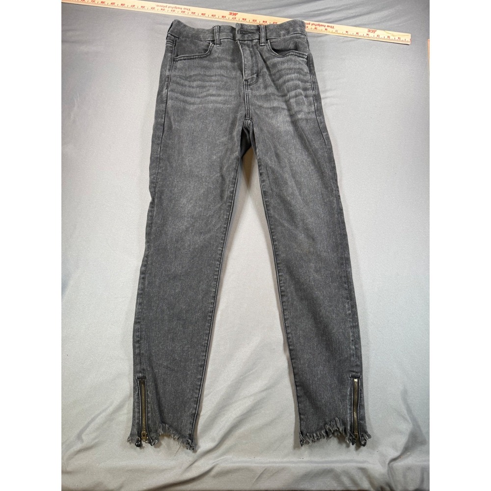 American Eagle  Black Wash Jeans Frayed Hem Ankle Sz 4
